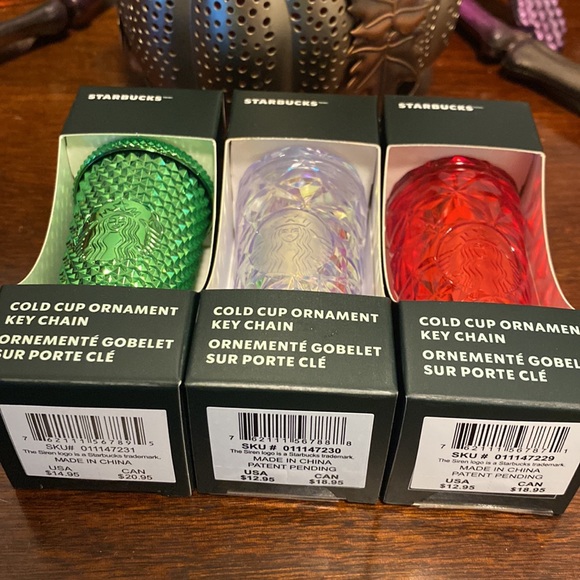 Starbucks Christmas 2023 cold cup ornament key chain lot of (3) - Picture 3 of 3